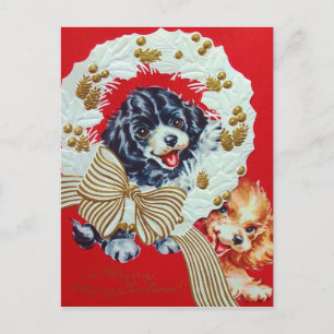 Adsible Vintage jul Cocker Spain Puppies Helg Vykort