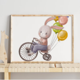 Adsible Watercolor Bunny Balloons | Utskrift av vä Poster