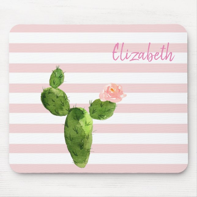 Adsible Watercolor Cactus, Rand-Personlig Musmatta (Framsidan)