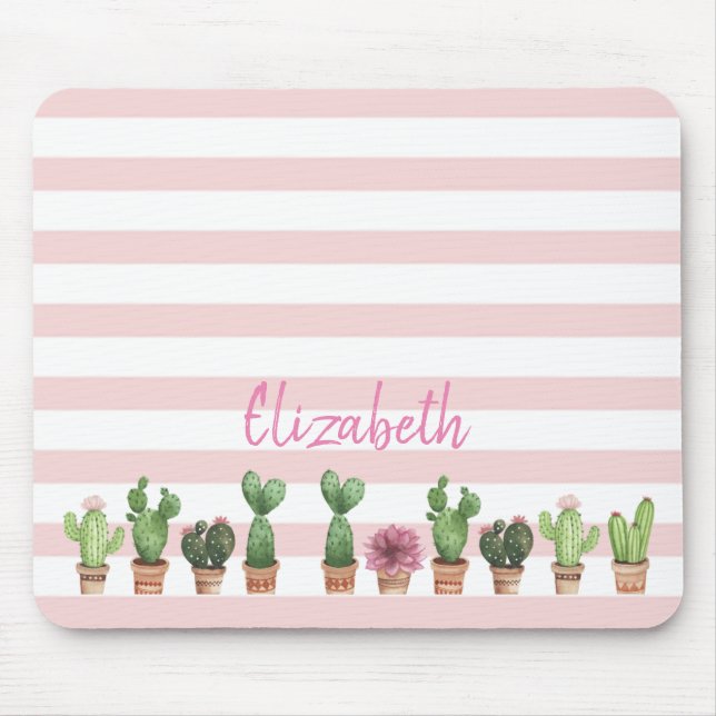 Adsible Watercolor Cactus,Rosa Rand Musmatta (Framsidan)