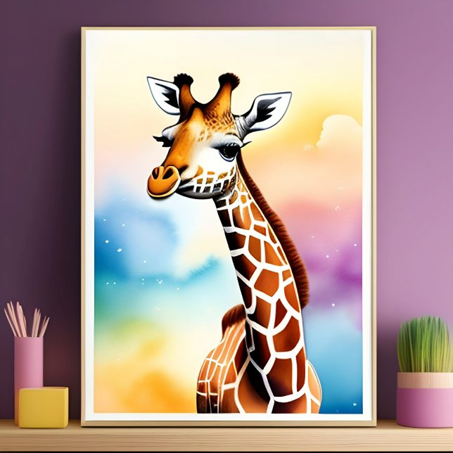 Adsible Watercolor Giraffe För barn Nursery Poster (Skapare uppladdad)