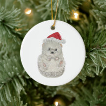 Adsible Watercolor Hedgehog jul Ornament