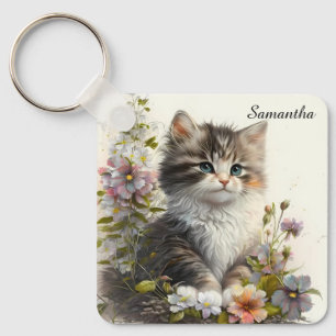 Adsible Watercolor Ragamuffin Kitten Nyckelring