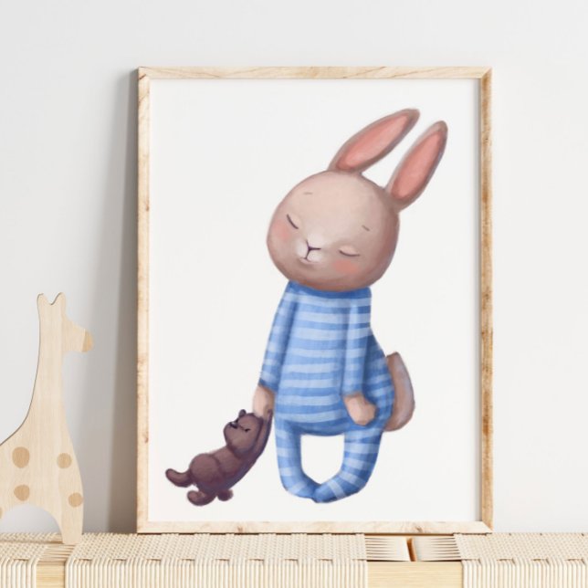 Adsible Watercolor Sömnig Bunny | Utskrift av vägg Poster (Skapare uppladdad)