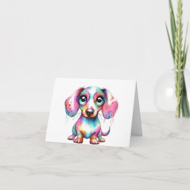 Adsible Whimsiic Dachshund Puppy Card Kort (Framsida)