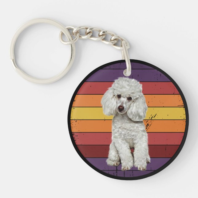 Adsible White Pudel Hund Retro Sunset (Framsidan)