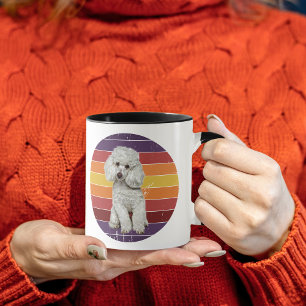 Adsible White Pudel Hund Retro Sunset Mugg
