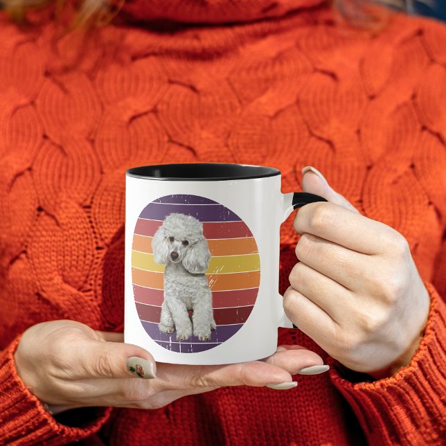 Adsible White Pudel Hund Retro Sunset Mugg (Skapare uppladdad)