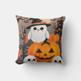Adsible White Uggla Jack o lantern Halloween Kudde