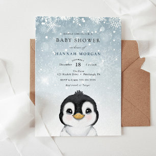 Adsible Winter Penguin Baby Shower-inbjudan Inbjudningar