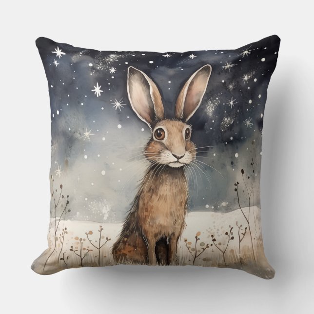 Adsible Winter Snö Rabbit Kudde (Framsida)