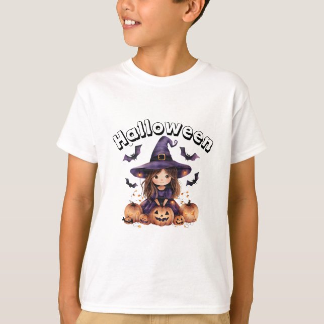 Adsible Witch Halloween Kids T-Shirt (Framsida)
