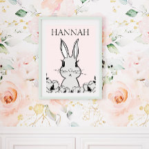 Adsible Woodland Baby Bunny Magnolia Blommigt