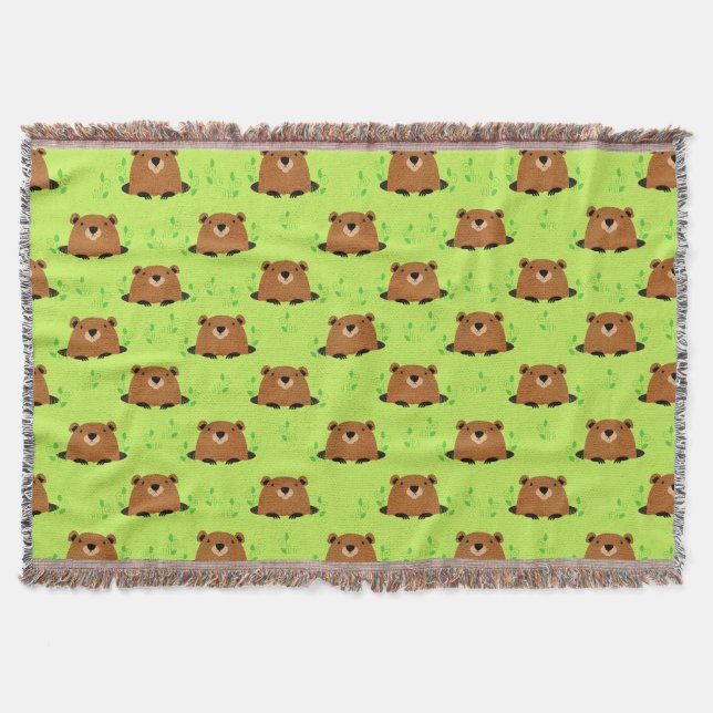 Adsible Woodland Groundhog Mönster Filt (Framsidan)