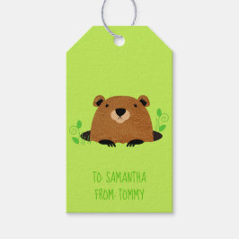 Adsible Woodland Groundhog Mönster Presentetikett