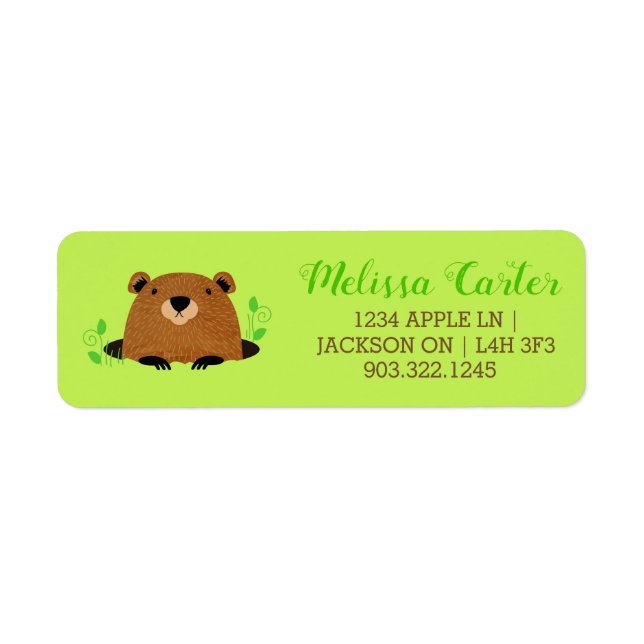 Adsible Woodland Groundhog Mönster Returadress Etikett (Framsidan)