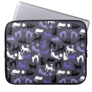 Adsible Yoga Cute Cat Poses Laptop Fodral