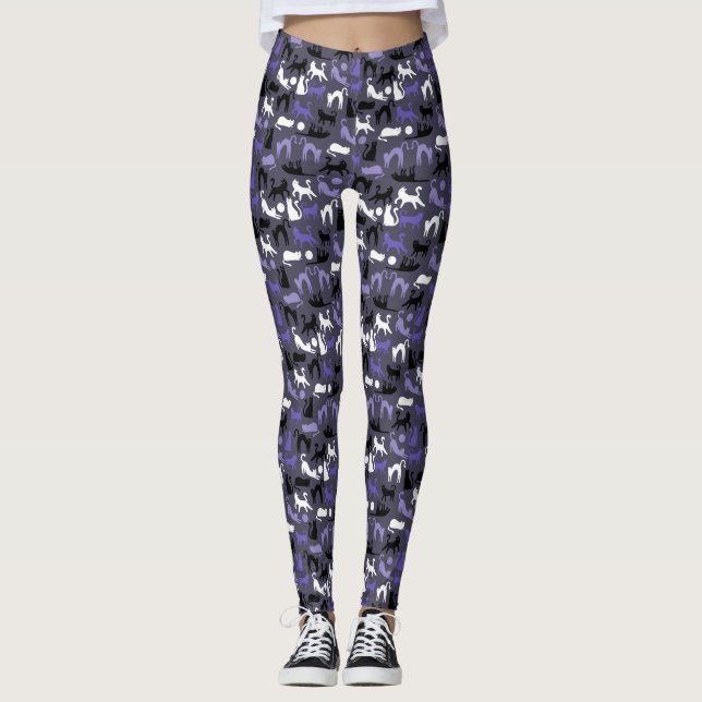 Adsible Yoga Cute Cat Poses Leggings (Framsida)