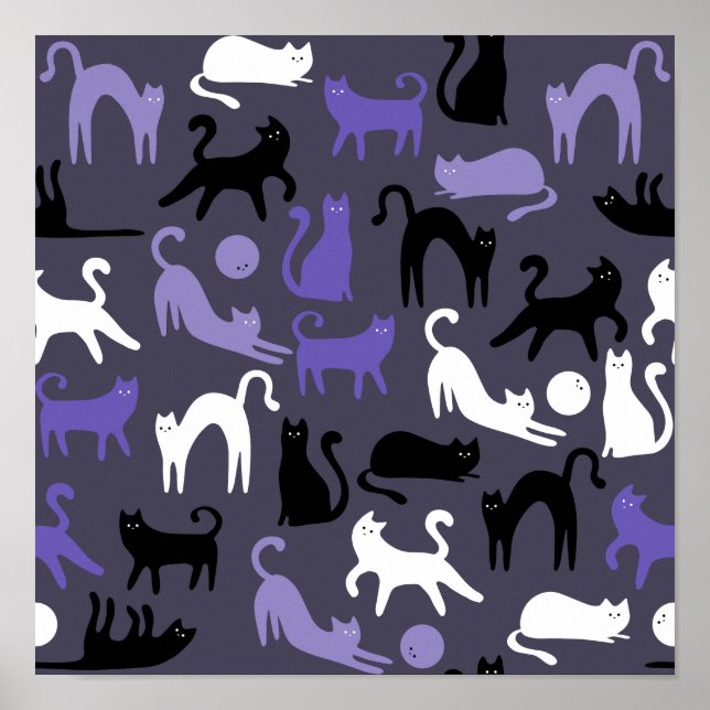 Adsible Yoga Cute Cat Poses Poster (Framsidan)