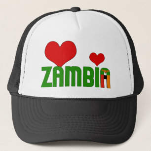 Adsible Zambia Flagga Hearts Patriotic Keps