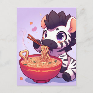 Adsible Zebra Eating Ramen Vykort
