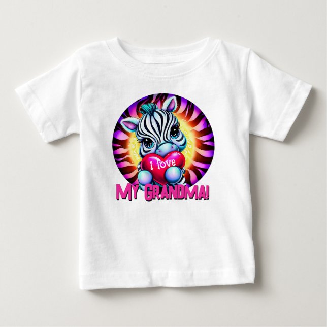 Adsible Zebra Holding Heart T Shirt (Framsida)