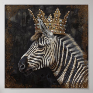 Adsible Zebra i Krona Poster