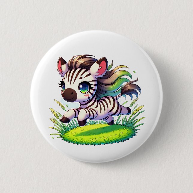 Adsible zebra som passerar genom fält knapp (Framsida)