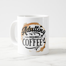 ADULERING KRÄVER KAFFE - KAFFE KÄRLEK JUMBO MUGG