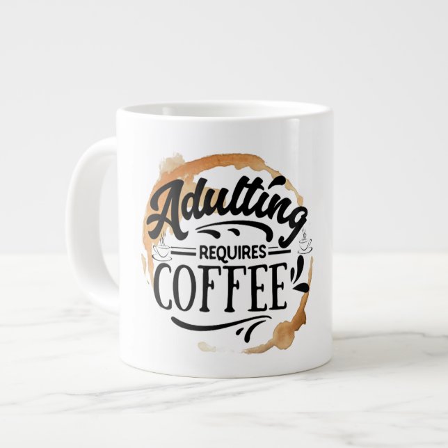 ADULERING KRÄVER KAFFE - KAFFE KÄRLEK JUMBO MUGG (Framsida vänster)
