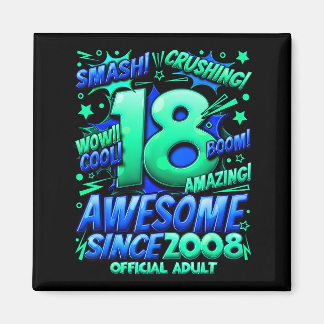 Adult 18 Year Old For Boys 18th Birthday Boy  Magnet (Framsidan)