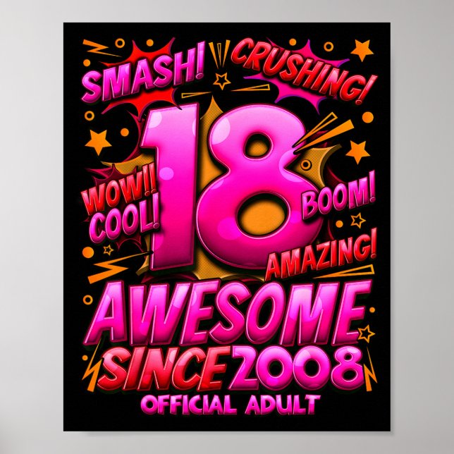 Adult 18 Year Old For Boys 18th Birthday Boy  Poster (Framsidan)