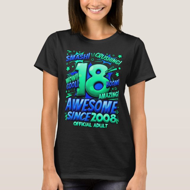 Adult 18 Year Old For Boys 18th Birthday Boy  T Shirt (Framsida)