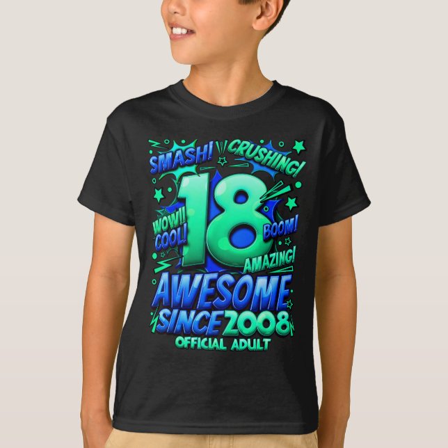 Adult 18 Year Old For Boys 18th Birthday Boy  T Shirt (Framsida)