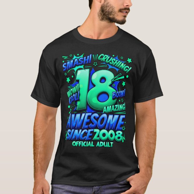 Adult 18 Year Old For Boys 18th Birthday Boy  T Shirt (Framsida)