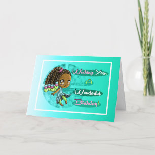 Adult African American Girl Birthday Card Kort