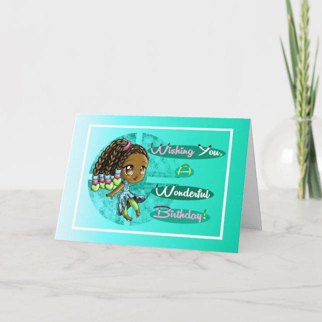 Adult African American Girl Birthday Card Kort (Framsida)
