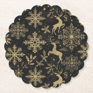 Adult christmas plates black and gold underlägg papper