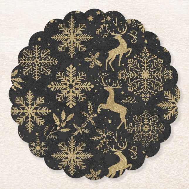 Adult  christmas plates black and gold underlägg papper (Framsida)