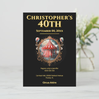 Adult Circus Moody Festival 40th Birthday Inbjudningar