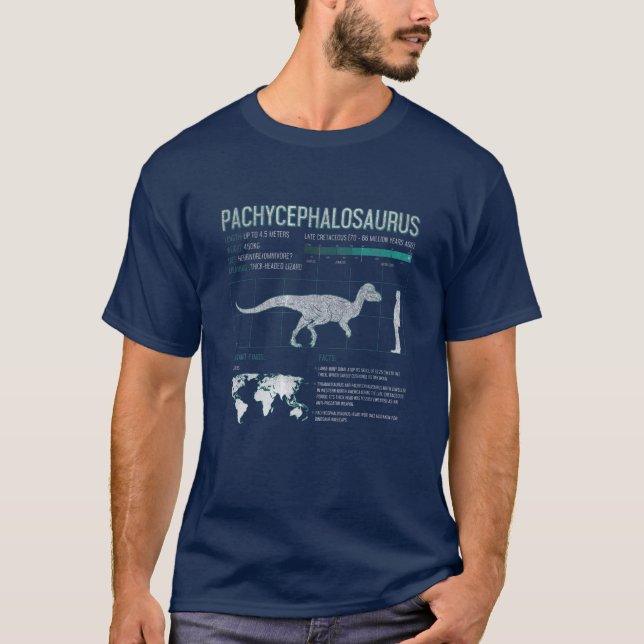 Adult Dinosaur Boys Girls - Pachycephalosaurus T Shirt (Framsida)