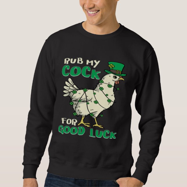 Adult Humor St Patrick s Day Chicken Pun Lång Ärmad Tröja (Framsida)
