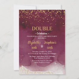 Adult Joint Birthday Party | Purple Gold Glitter Inbjudningar