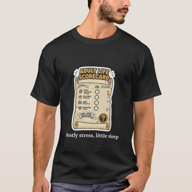 Adult Life Scorecard Funny Adulting Design T Shirt (Framsida)