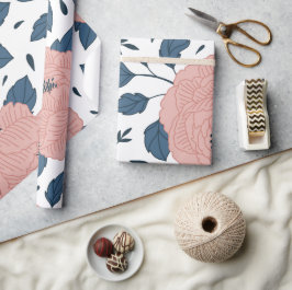 Adult söt blommigt l Rosa och marin Möhippa Presentpapper