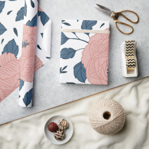 Adult söt blommigt l Rosa och marin Möhippa Presentpapper