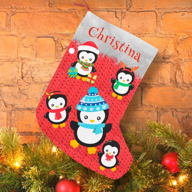 Adult söt penguin God jul-eget namn Liten Julstrumpa (Skapare uppladdad)