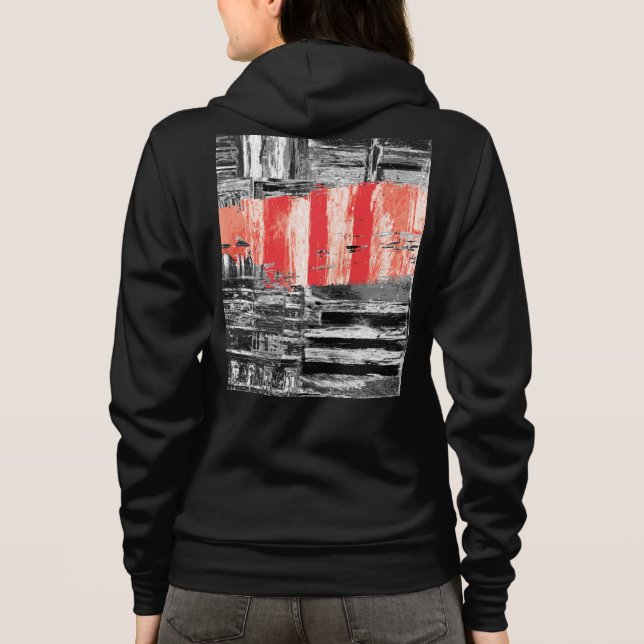 Adult Zip-Up Hoodie – Red Pulse Abstract Design T Shirt (Baksida)