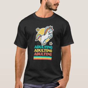 Adulting Cute Ironic Unicorn Retro Rainbow T Shirt