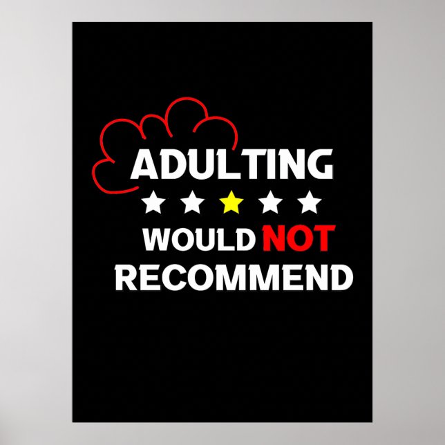 Adulting rekommenderas inte poster (Framsidan)